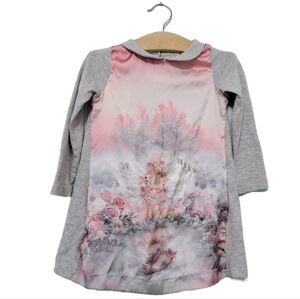 Mayoral Girls Whimsical Fairy Reflection Dress Size 4T, Floral Sparkles Collared